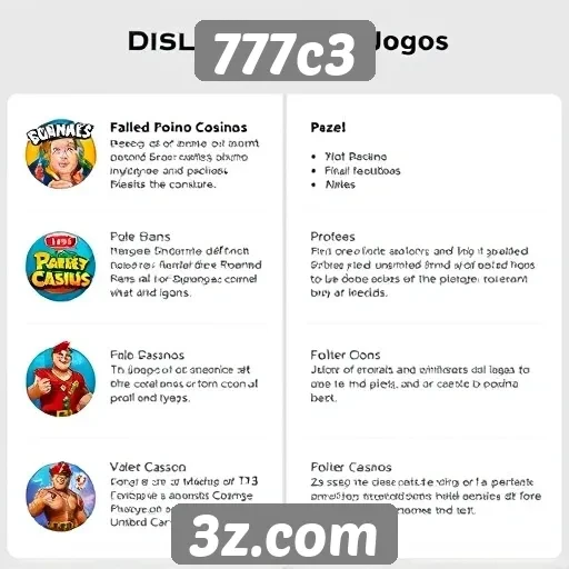 Características dos jogos disponíveis no 777c3